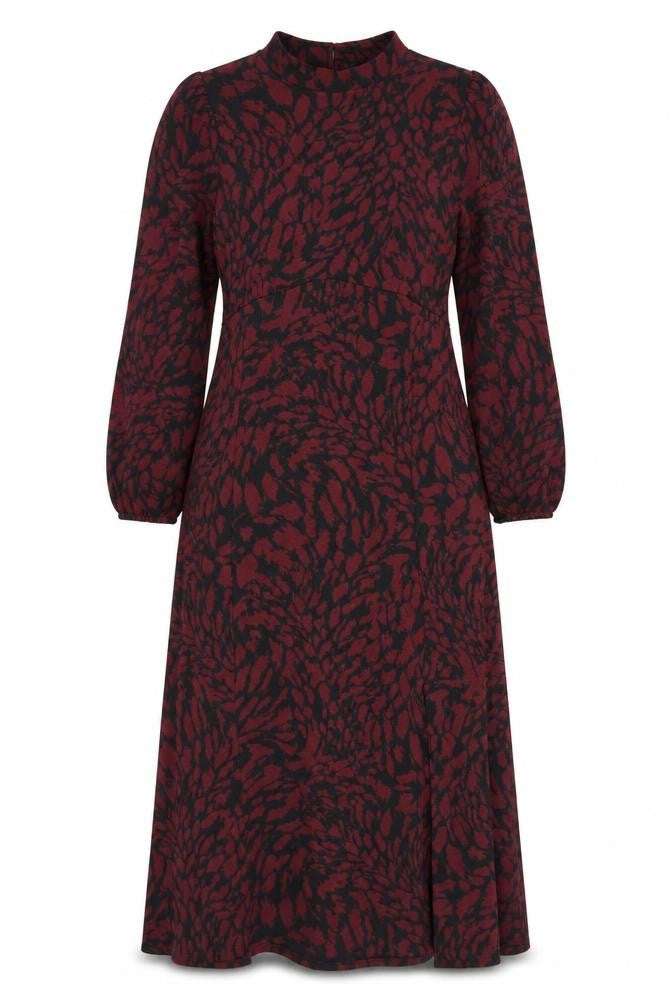 M&Co Women's Animal Print Midi Sheath Dress, Size 14, Maroon