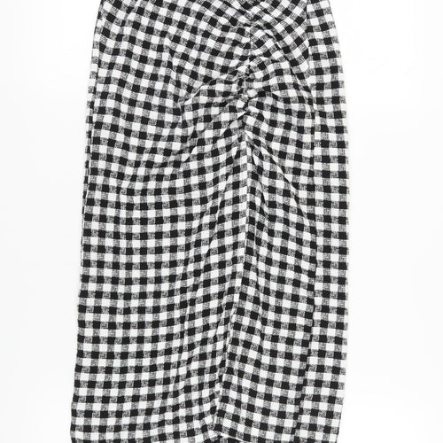 Bershka Women's XS Black & White Check Pencil Skirt