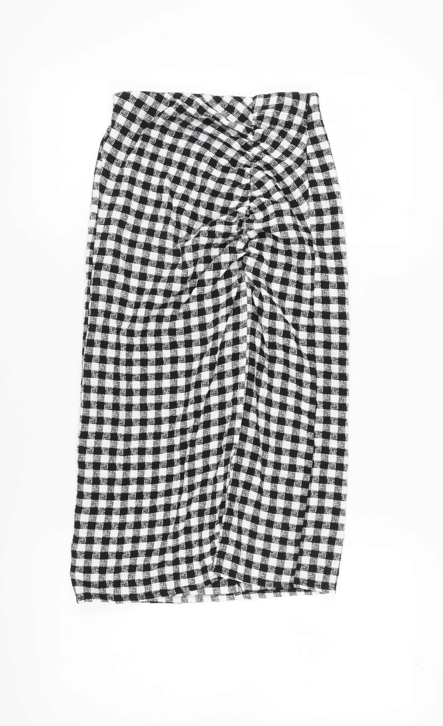 Bershka Women's XS Black & White Check Pencil Skirt