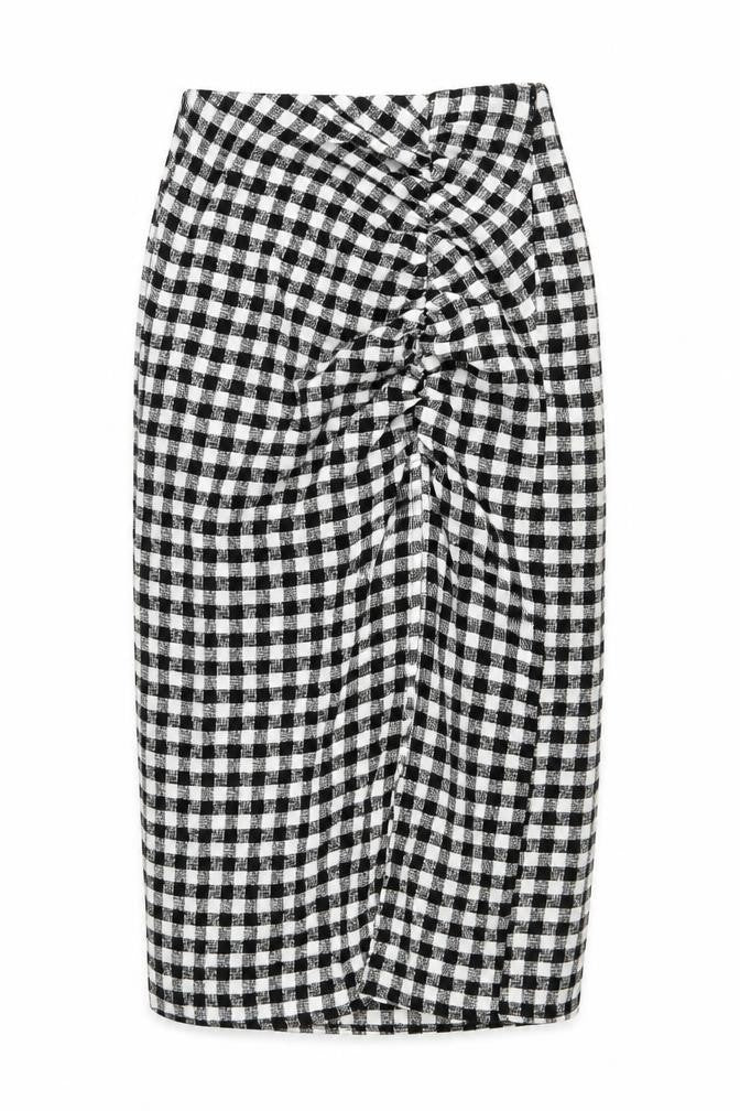 Bershka Women's XS Black & White Check Pencil Skirt