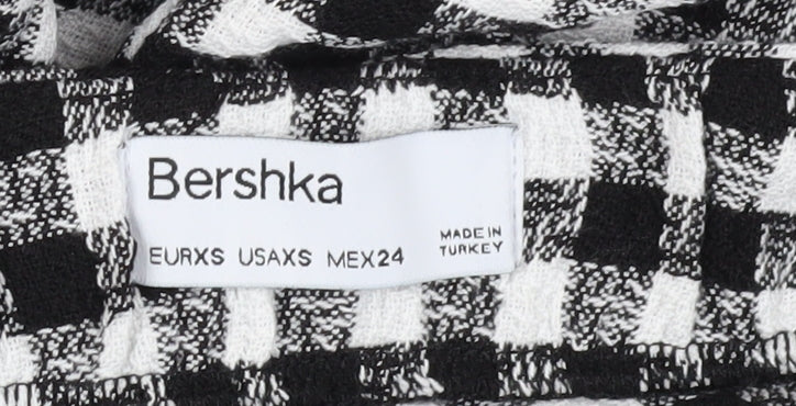 Bershka Women's XS Black & White Check Pencil Skirt