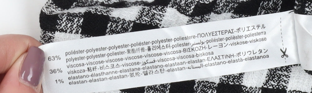 Bershka Women's XS Black & White Check Pencil Skirt