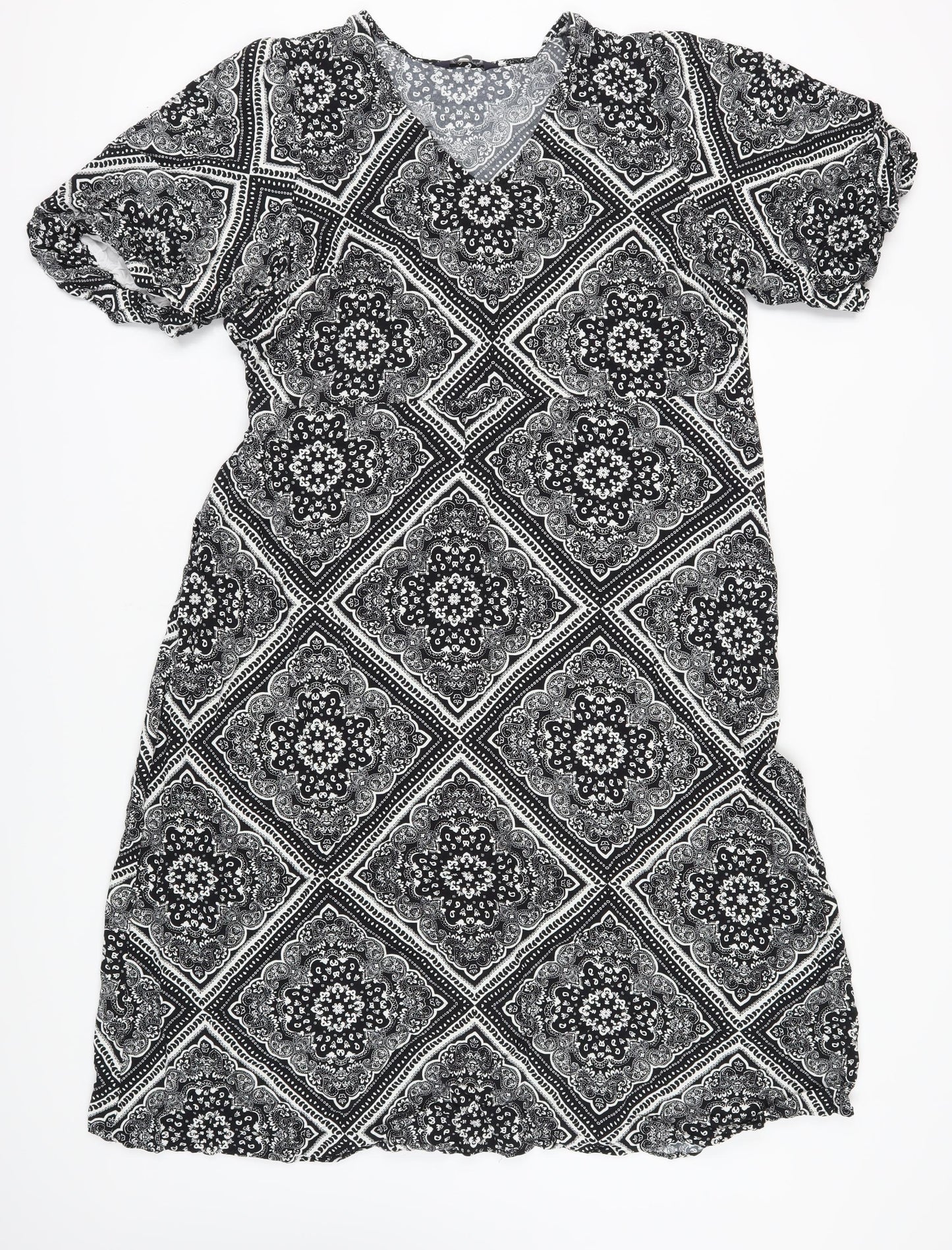 Marks and Spencer Women's Black Paisley Dress, Size 18