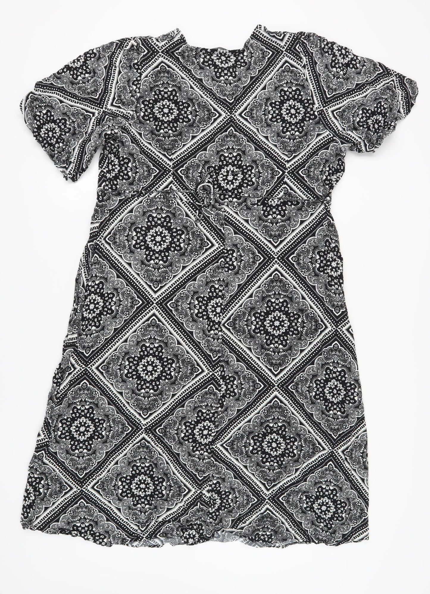 Marks and Spencer Women's Black Paisley Dress, Size 18