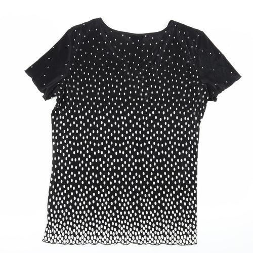 Bonmarché Women's Black Polka Dot T-Shirt Size L