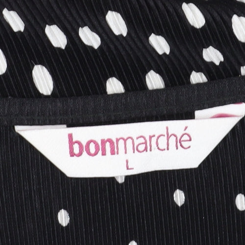 Bonmarché Women's Black Polka Dot T-Shirt Size L