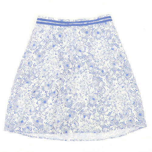 Marks and Spencer Women's Blue Floral A-Line Skirt, Size 12