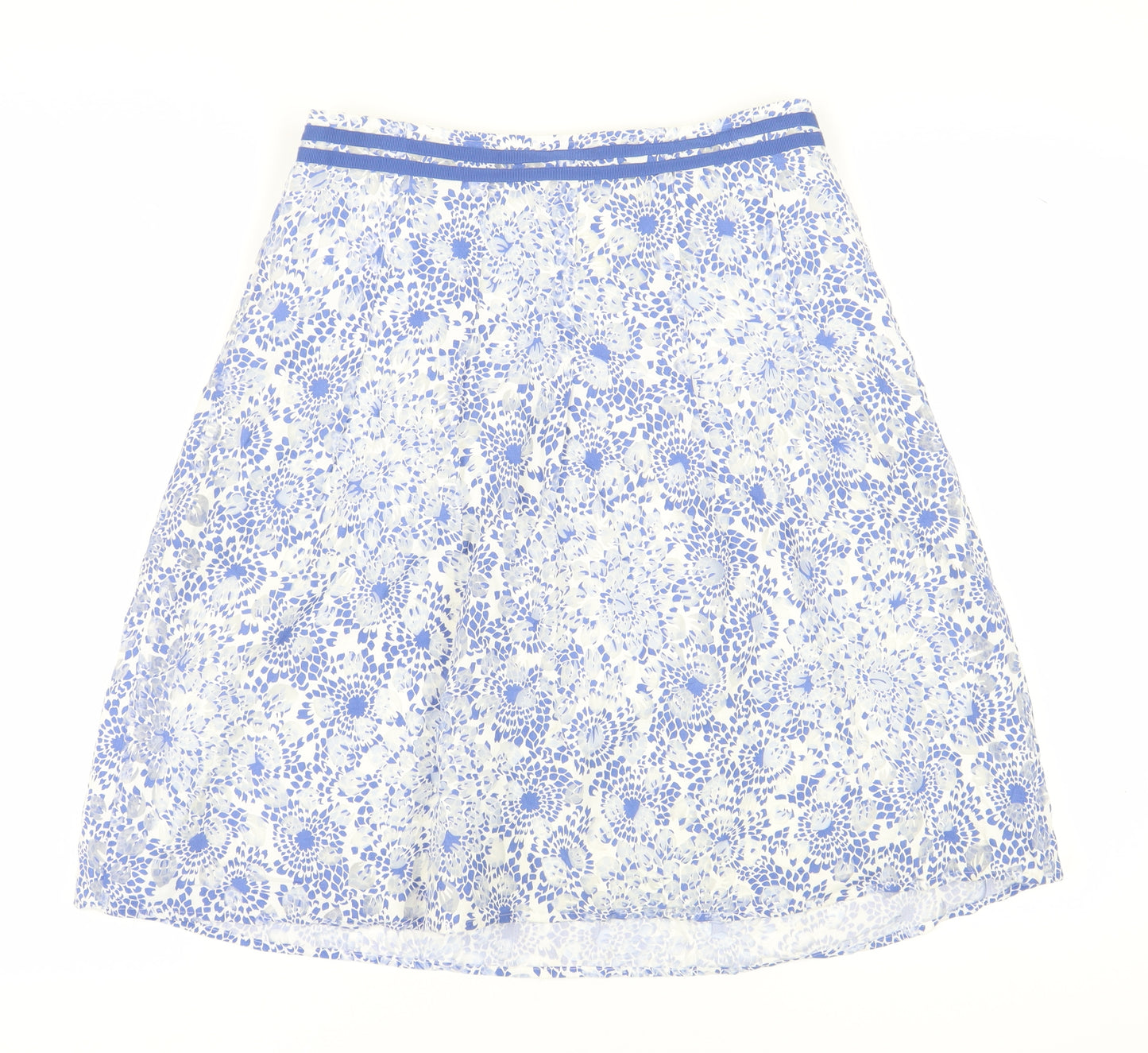 Marks and Spencer Women's Blue Floral A-Line Skirt, Size 12