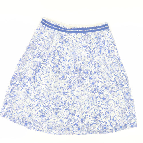Marks and Spencer Women's Blue Floral A-Line Skirt, Size 12