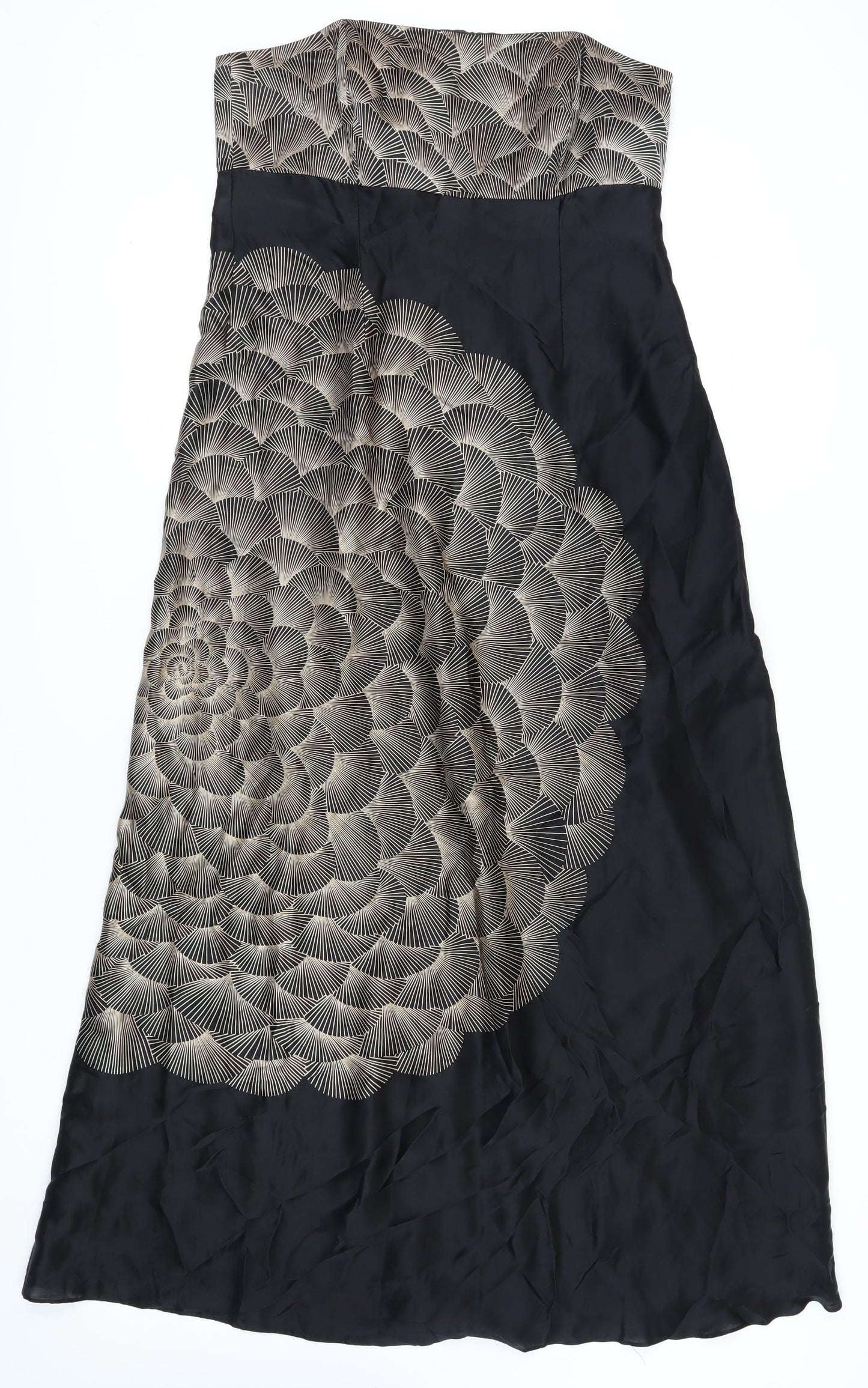 Monsoon Women's Black Geometric Strapless Dress Size 16