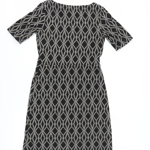 Next Women's Black Geometric Sheath Dress Size 10