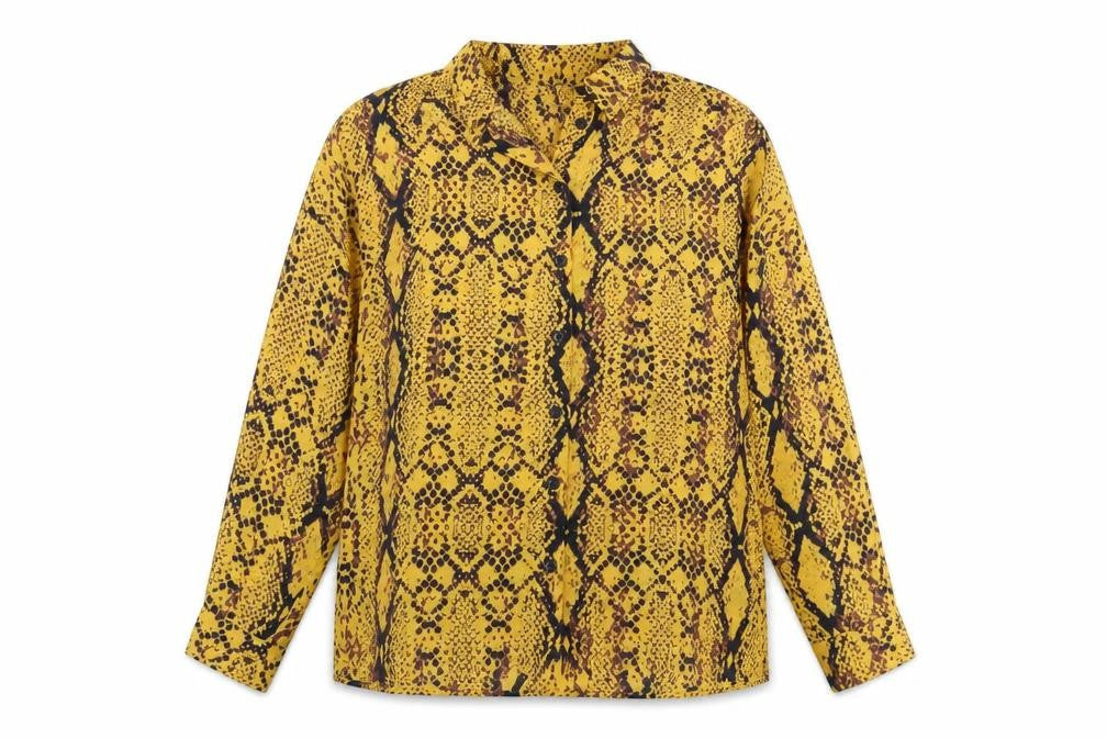 ASOS Women’s Yellow Snake Print Blouse, Size 10, Tunic Style