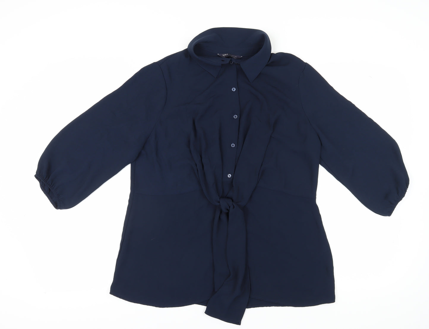 Marks and Spencer Women's Blue Collared Blouse Size 14