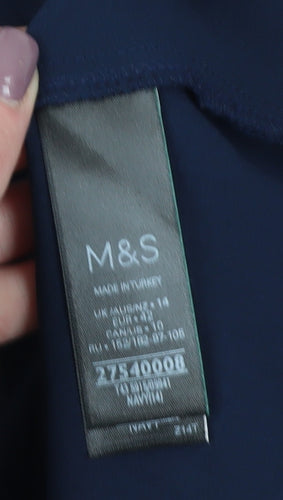 Marks and Spencer Women's Blue Collared Blouse Size 14
