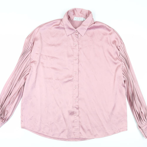 In The Style Women's Pink Button-Up Shirt Size 12