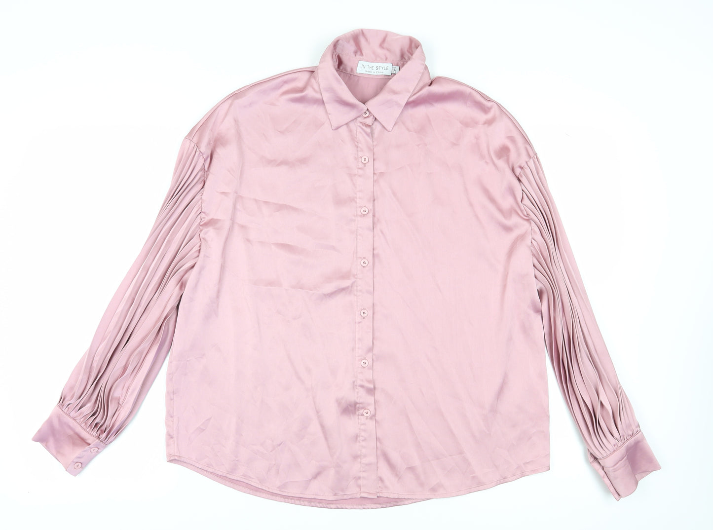 In The Style Women's Pink Button-Up Shirt Size 12