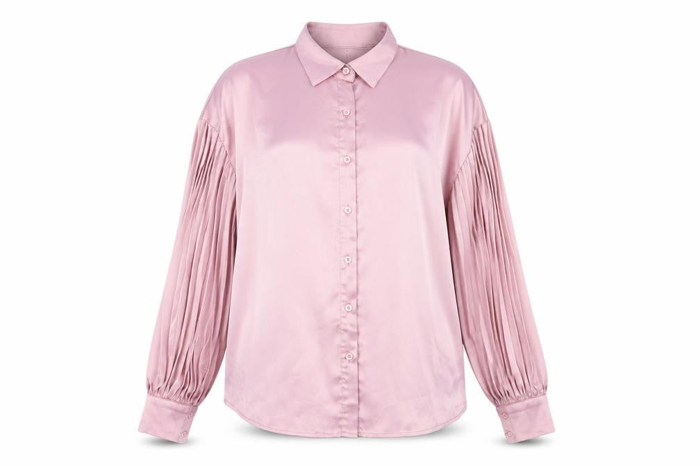Front view of In The Style Women's Pink Button-Up Shirt, size 12