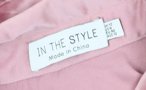 In The Style Women's Pink Button-Up Shirt Size 12