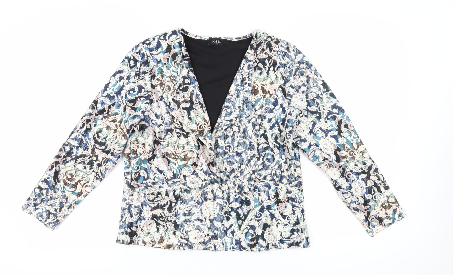 Klass Women's Blue Floral Suit Jacket, Size 16