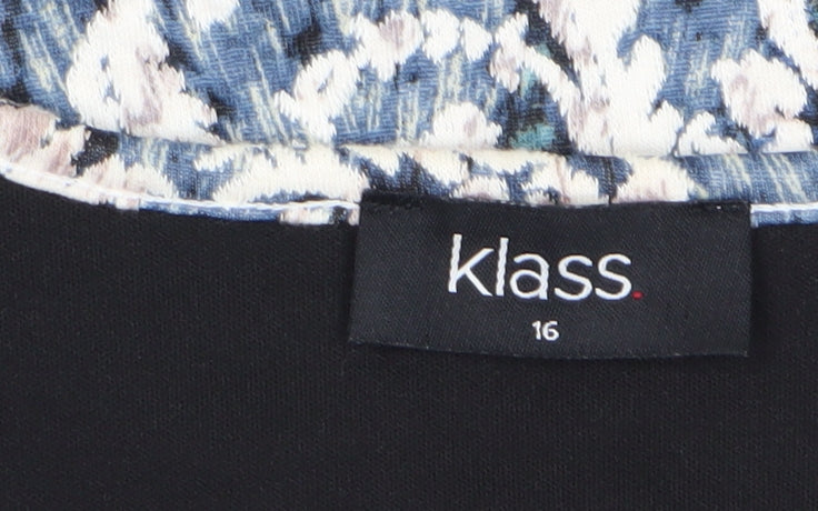 Klass Women's Blue Floral Suit Jacket, Size 16