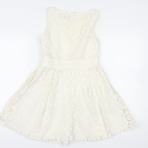 Jack Wills Women Ivory Lace Fit & Flare Dress Size 12