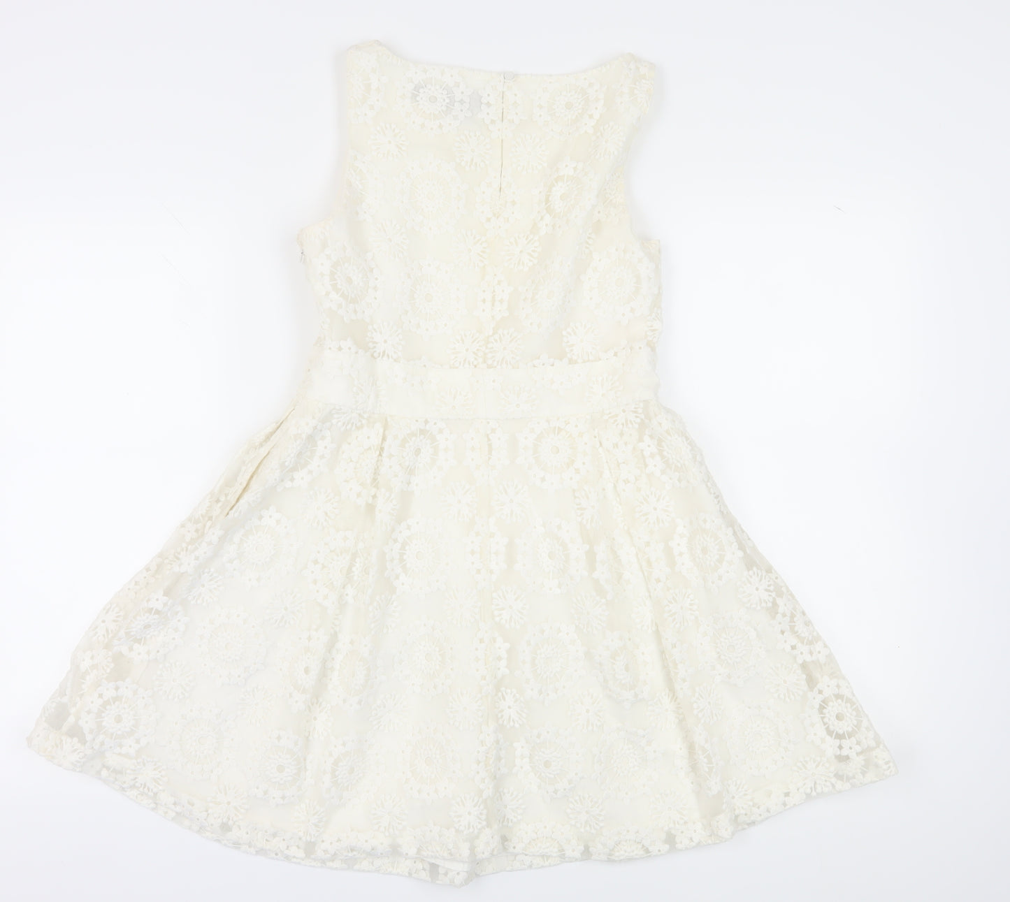 Jack Wills Women Ivory Lace Fit & Flare Dress Size 12