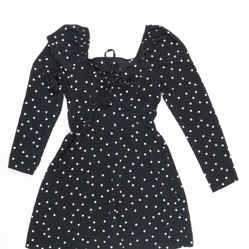 River Island Women's Black Polka Dot Mini Dress, Size 6