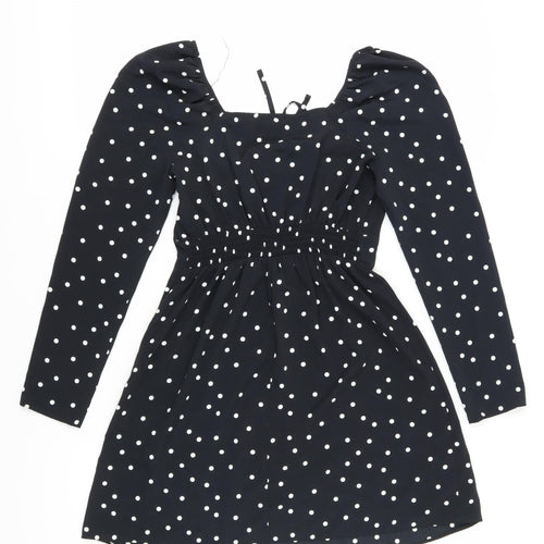 River Island Women's Black Polka Dot Mini Dress, Size 6