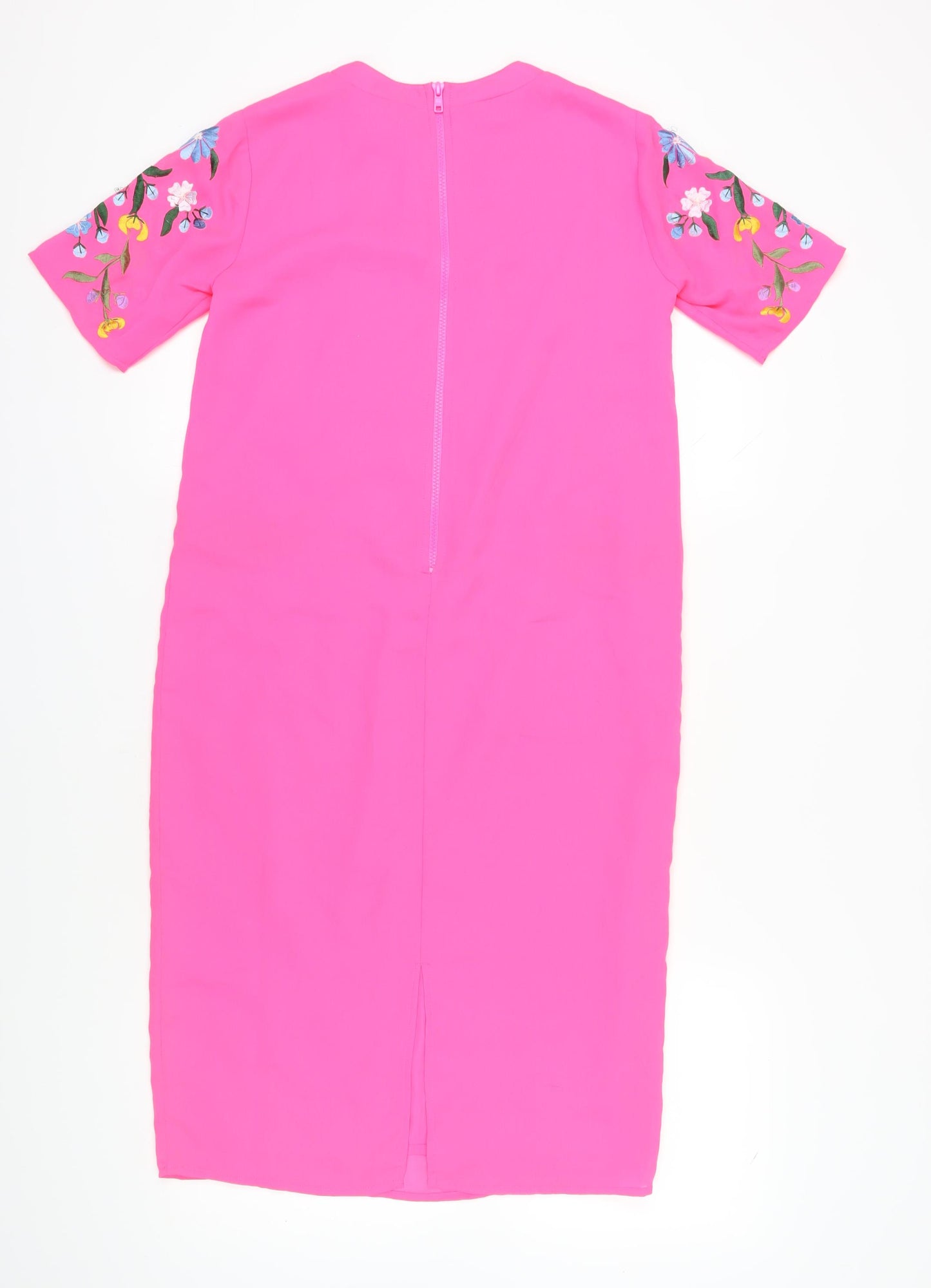 ASOS Women's Pink Floral Midi Shift Dress