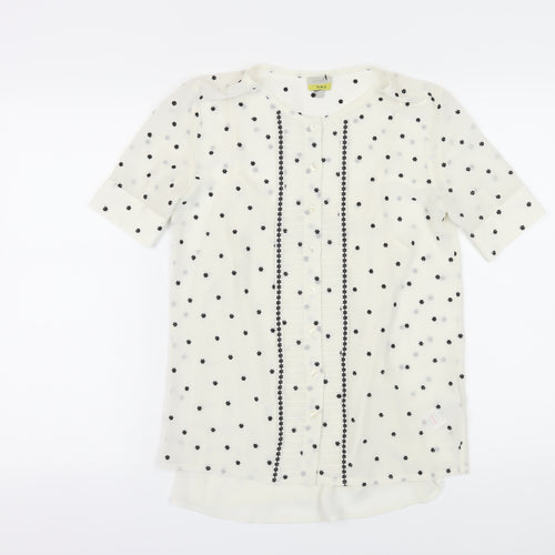 Hobbs Women's Polka Dot Blouse White Size 6