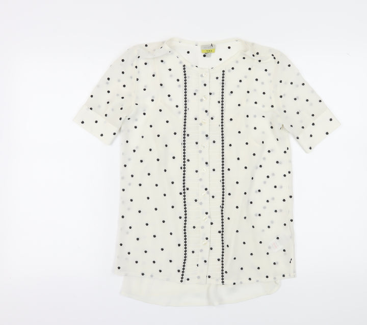 Hobbs Women's Polka Dot Blouse White Size 6