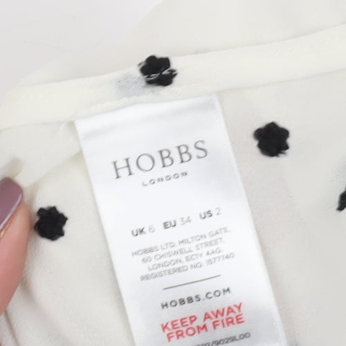Hobbs Women's Polka Dot Blouse White Size 6