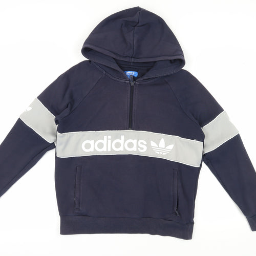Adidas Unisex Blue Grey Hoodie, Small, Logo Style