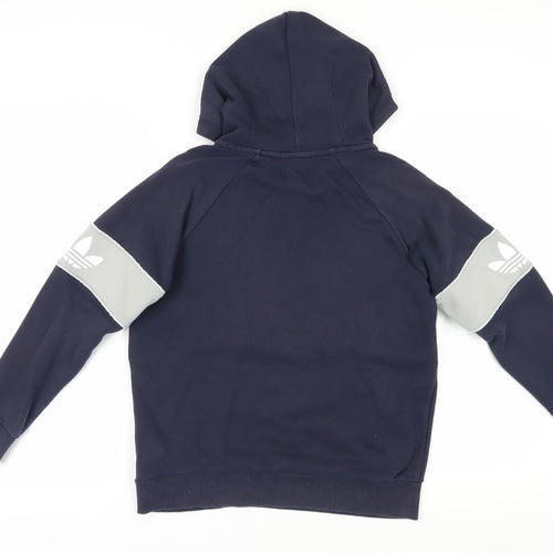 Adidas Unisex Blue Grey Hoodie, Small, Logo Style