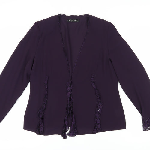 Jacques Vert Women's Purple Long Sleeve Lace Blouse