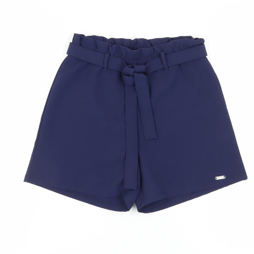 Guess Women's Blue Paperbag Belted Shorts XS