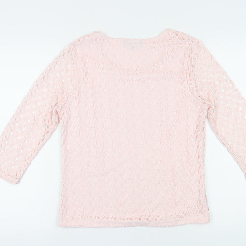 Viyella Women's Pink Lace Blouse M 3/4 Sleeve Spring