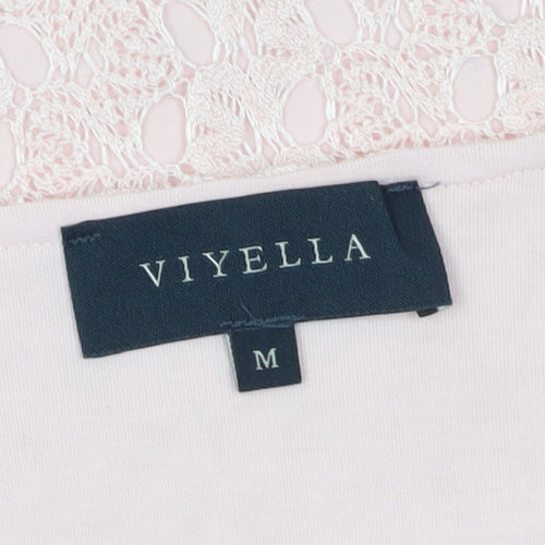 Viyella Women's Pink Lace Blouse M 3/4 Sleeve Spring