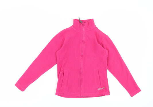 Front view of Gelert girls’ pink fleece jacket 9-10 years