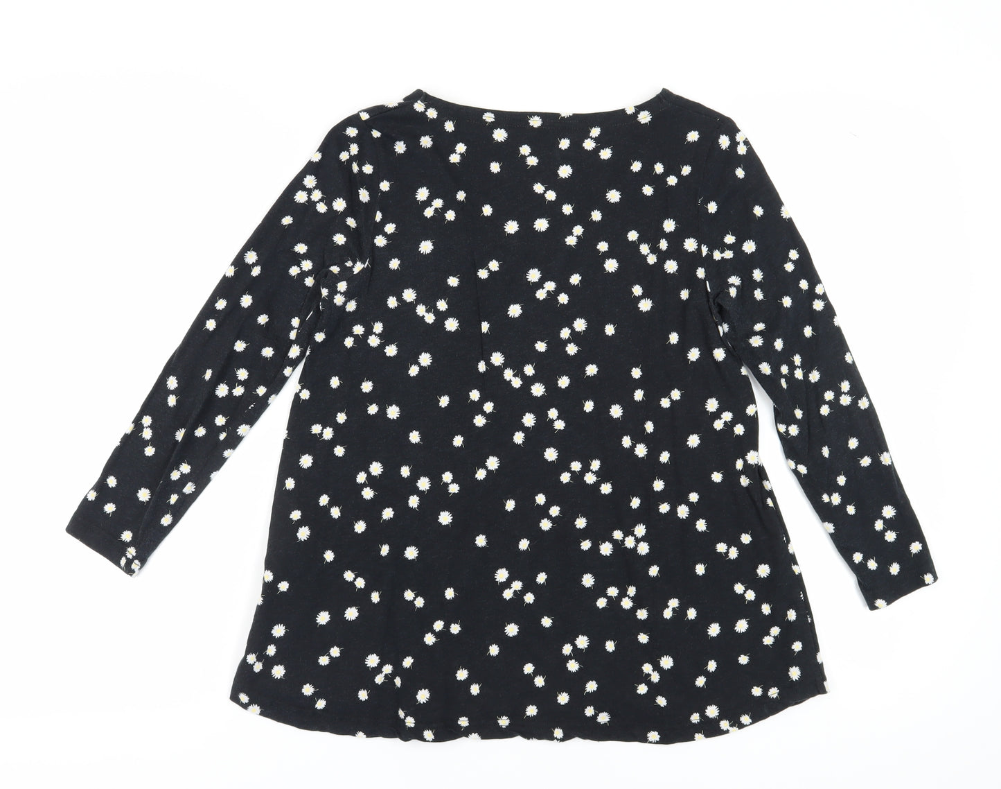Joules Women's Black Floral T-Shirt, Size 8, V-Neck