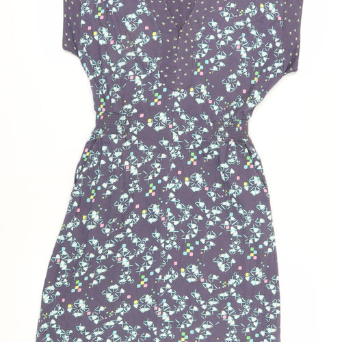 White Stuff Women's Purple Geometric Shift Dress, Size 8