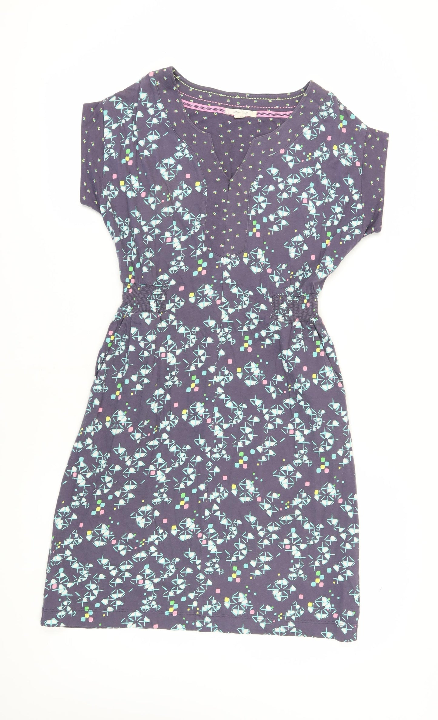 White Stuff Women's Purple Geometric Shift Dress, Size 8