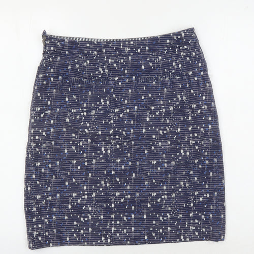 White Stuff Women's Blue Geometric Pencil Skirt, Size 8