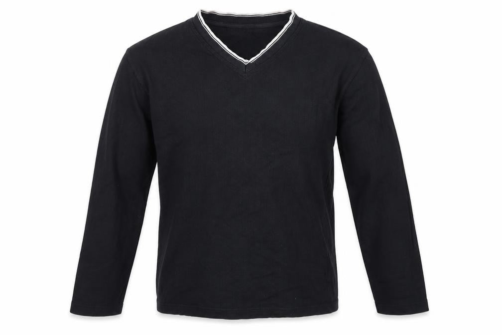 Front view of BHS Men's Black Cotton jumper S V-Neck Casual