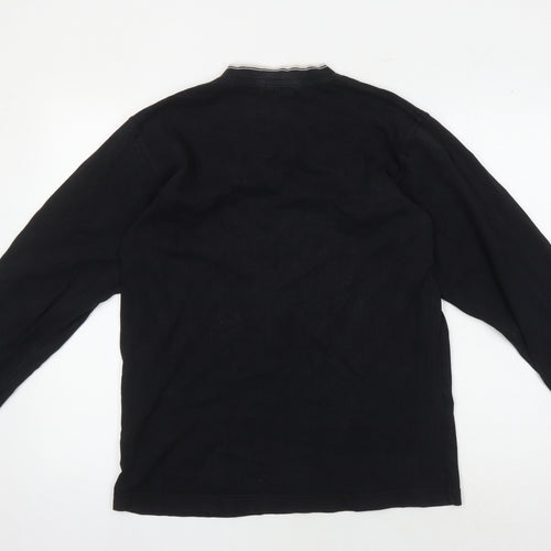 BHS Men's Black Cotton Pullover Jumper S V-Neck Casual