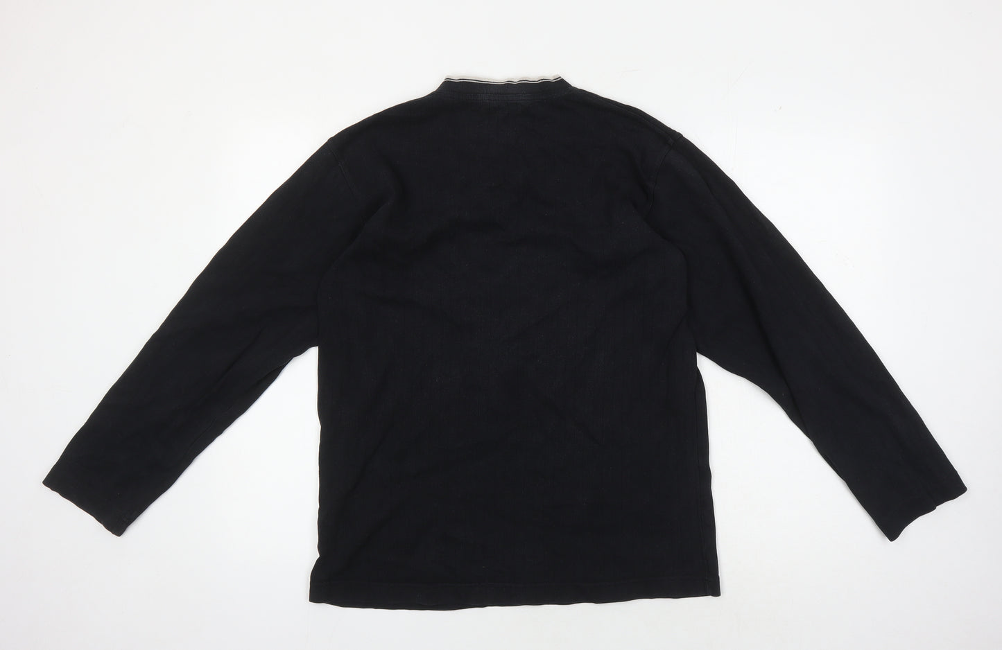 BHS Men's Black Cotton Pullover Jumper S V-Neck Casual