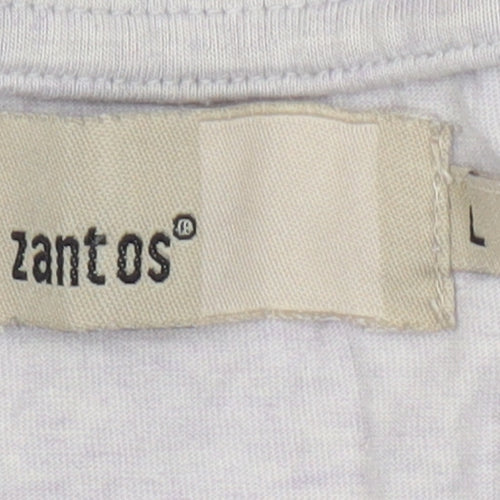 Zantos Men's Grey V-Neck Cotton T-Shirt L