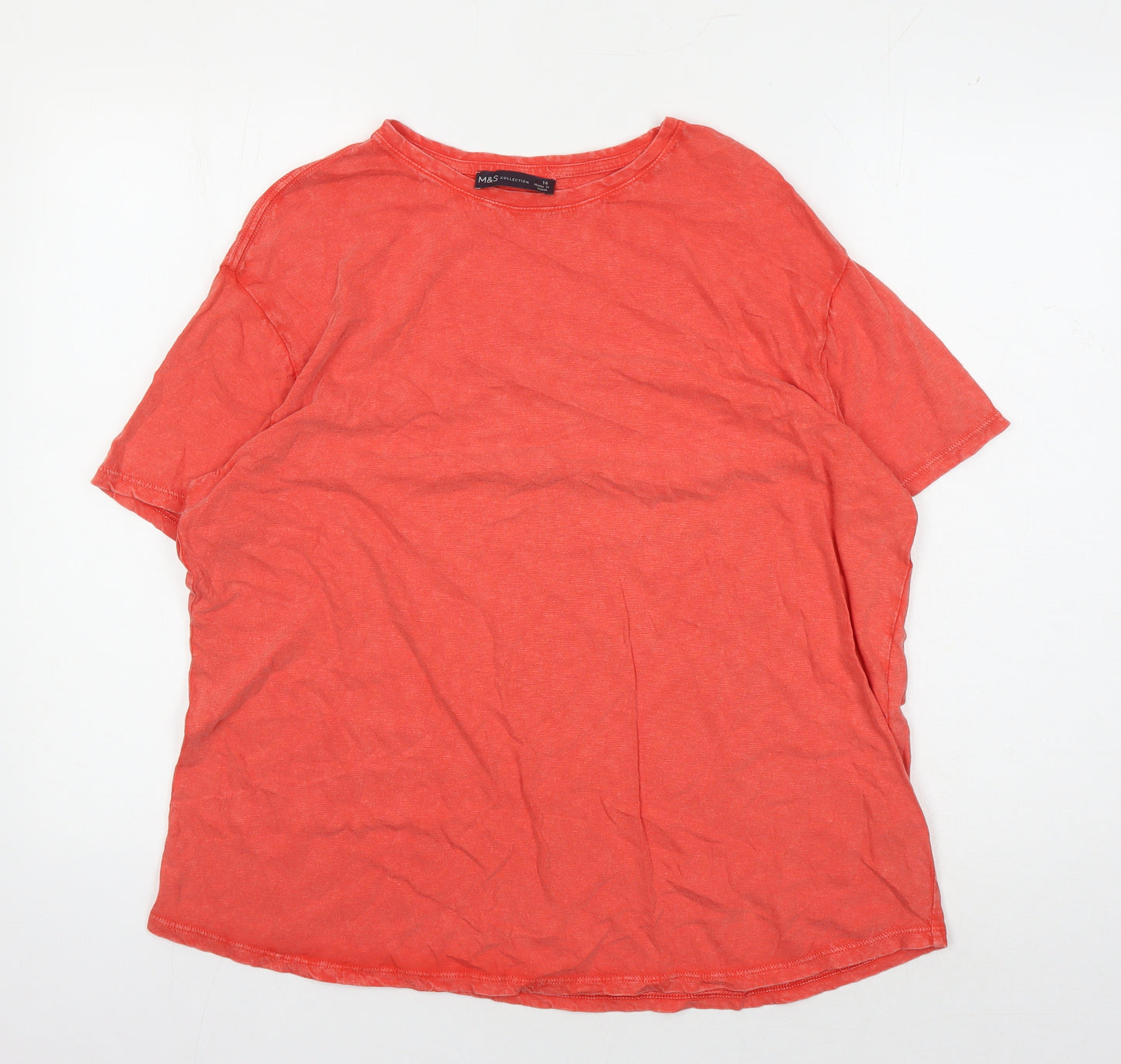 Marks and Spencer Women's Red Cotton T-Shirt Size 16