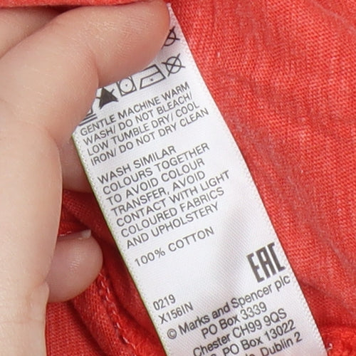 Marks and Spencer Women's Red Cotton T-Shirt Size 16