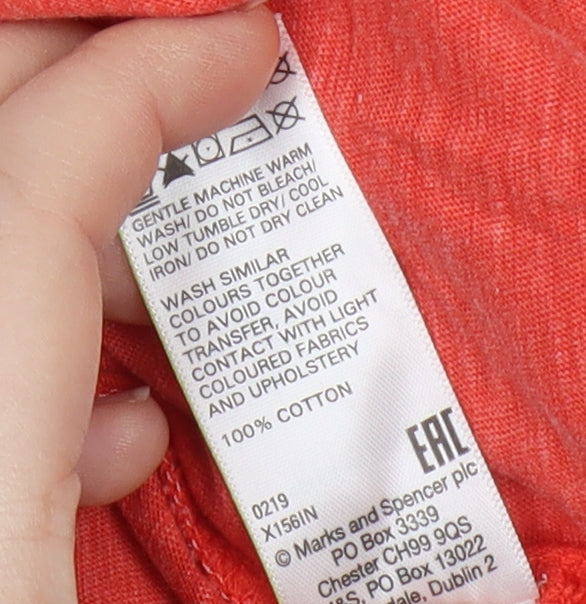 Marks and Spencer Women's Red Cotton T-Shirt Size 16